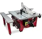 Lumberjack 8" Table Saw 210mm 1200W Woodworking Hobby Benchtop Sawbench with Sliding Side Extension & Full Length Rip Fence, Includes 48T Blade