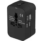 Adattatore da Viaggio, Amoner Adattatore da Viaggio Universale con 2 Porte Caricabatterie USB Adatto per più di 180 paesi (Nero)