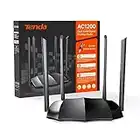 Tenda AC8 Router Wi-Fi AC1200 Dual Band Gigabit, 300Mbps/2.4GHz e 867Mbps/5GHz, 4 Porte Gigabit, 4x6dBi Antenne, Modalità Access Point, MU-MIMO, Parental Control e Rete Ospite.