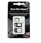 Nano SIM und Micro SIM Karten Adapter Set für Smartphone, Handy und Tablet: 4 in 1 Komplett Set, Mini Set mit Klicksicherung, 100% passgenau, Nano zu Micro, Nano zu Standard, Mikro zu Standard