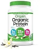 Orgain Organic Vegan Protein Powder, Vanilla Bean - 21g Plant Based Protein, Gluten Free, Dairy Free, Lactose Free, Soy Free, No Sugar Added, Kosher, For Smoothies & Shakes - 2.03lb