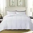 WhatsBedding King Down Alternative Quilted Comforter - All Season Lightweight Duvet Insert or Stand-Alone Comforter with Corner Tabs - White （102×90 Inch）