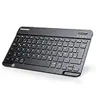 TECKNET Wiederaufladbare Bluetooth-Tastatur, mit 80cm USB Kabel, Ultra Dünn Wireless Bluetooth Keyboard Deutsches Layout QWERTZ BT5.1 Tragbare Kabellose Tastatur Bluetooth für Windows, iOS, Android