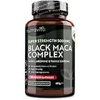 Maca Root Capsules 5000mg (High Strength) – 180 Vegan Black (6 Month Supply) Not Tablets 100% Peruvian with L-Arginine, Panax Ginseng & Pepper Made in UK by Nutravita