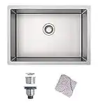 MENSARJOR Undermount Sink， 27" x 18" Single Bowl Kitchen Sink Undermount Stainless Steel Kitchen Sink, Bar or Prep Kitchen sink