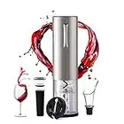 Cotomier Elektrischer Korkenzieher 4-in-1 Set, Weinöffner Wein Zubehör Flaschenöffner, Wiederaufladbar USB Schnurlos Weinöffner, Automatischer Flaschenöffner für Outdoor Küche, Hof (Silber)