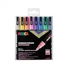 POSCA Mitsubishi Pencil - 8 Marqueurs PC3M - Pointe Conique Pointe Fine - Marqueurs Peinture à Base d'Eau - Tout Support - Pour Papier, Textile, Verre, Galet, Bois - Couleurs Pastel