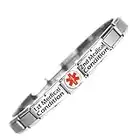 Daisy Charm Custom Made two conditions Medical Alert Stainless Steel Bracelet