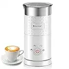 Huogary Electric Milk Frother and Steamer - 4 In 1 Automatic Milk Steamer,300ml/10.1oz Hot& Cold Foam Maker and Milk Warmer For Latte,Cappuccinos,Macchiato,Silent Working,White,120V