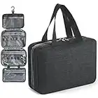 Virklyee Trousse de Toilette Pliable Sac Cosmétique Portable Trousses à Maquillage Suspendue Sac de Toilette de Voyage Oxford Cloth Sac de Rangement Multifonction Sac à Raser(Noir)