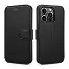 Keallce Housse Compatible pour iPhone 14 Pro, Etui en Cuir PU Portefeuille Coque iPhone 14 Pro avec Fente Carte, Fermeture Magnétique und Flip Béquille pour iPhone 14 Pro Coque - 6.1", Noir