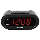 SHARP Digital Alarm with AccuSet - Automatic Smart Clock, Never Needs Setting - Great for Seniors, Kids, and Everyone who Doesn't Want to Set a Clock! Black Case with Red LEDs