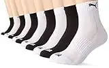 PUMA Cushioned Quarter Socks (5 Pack) Calcetines, Blanco/Negro, 39-42 Unisex Adulto