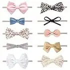 DRESHOW Baby Girl Headbands and Hair Bows Nylon Headbands 10 Pack of Hair Accessories for Newborn Infant Toddlers Kids