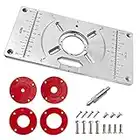 QYQRQF Router Plate, Aluminum Router Table Plate for Woodworking Router Table Insert Plate for Trim Routers Wood Trimming Milling Tools with Accessories (Red）