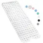 Bathtub Mat Non Slip – 100 x 40 CM Non Slip Bath Mat – Easy Clean Non Slip Shower Mats – Sturdy Suction Cup Attaching – Comfortable for Feet – Draining Holes – Modern Design (Transparent)