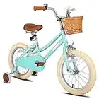 joystar Vélo Enfant 16 Pouces pour Petits Enfants 4-7 Ans (41"-53") Filles, Vélo Fille avec Roues stabilisatrices & Panier, Vélo Enfant Vert