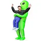 Rafalacy Inflatable Alien Costume for Adult Green Alien Holding Human Costume Funny Halloween Blow up Costume Space Fancy Dress(Adult)