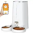 ROJECO Alimentatore Distributore Automatico di Cibo per Cani Gatti Animali 4L Con 2 Ciotola,WiFi 2.4G,Lavabile Con Timer e Ciotola in Acciaio Inox, 1-10 Pasti Al Giorno Per Piccoli Animali Domestici