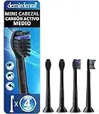 Pack con 4 cabezales demirdental compatibles con los recambios de Philips Sonicare con carbón activo, mini, cepillos de dureza media, Negro, HX4084mb