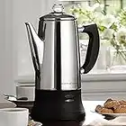 Burwells Electric Coffee Percolator - 1.4L Cordless 10 Cup Coffee Maker Machine - 32cm Tall Silver Mirror Finish Stainless Steel Cafetiere