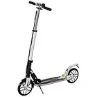 HOMCOM Folding Kick Scooter, Height-Adjustable Urban Scooter w/Rear Brake, Double Shock Absorption System, Warning Bell & 2 Big Wheels, For 14+ Teens Adult, White