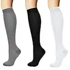 Lot de 3 Chaussettes de Compression, Bas de Contention Homme Bas de Contention Femme, Chaussette Haute Femme pour Voyage Avion, Femme Enceinte, Maternité, Manchon Compression Mollet, Mi-Bas Femme