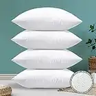 Sungeek 4 Pack Waterproof Cushion Inner Pads, Outdoor Decorative Pillow Inserts Soft Fluffy Plump Cushion Inserts for Patio Garden Bench Farmhouse Sofa Couch Bed 45 x 45cm, White