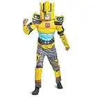 Bumblebee Costume, Muscle Transformer Costumes for Boys, Padded Character Jumpsuit, Kids Size Medium (7-8)