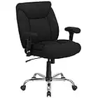 Flash Furniture Hercules Series Big & Tall 400 lb. Rated Swivel Ergonomic Task Office Chair with Deep Tufted Seating and Adjustable Arms, Metal, Black Fabric, Set of 1