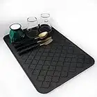 AMOAMI-Dish Drying Mats for Kitchen Counter Heat Resistant Mat Kitchen Gadgets Kitchen Accessories (12" x 16, BLACK)