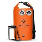 Earth Pak -Waterproof Dry Bag - Roll Top Dry Sack Keeps Gear Dry for Boating, Hiking, Camping and Fishing with Waterproof Phone Case (Orange, 20L)