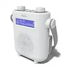 DAB DAB+ FM Radio Bathroom Shower, IPX5 Water Resistant Waterproof, Portable IPX5, Digital FM Radio & Wireless Bluetooth, Built-in Rechargeable Battery, 40 Presets, LED Display (AZATOM Pearl White)