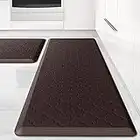 Kitchen Mat [2 PCS] Cushioned Anti-Fatigue Floor Mat, Waterproof Non-Skid Ergonomic Comfort Foam Rugs, Standing Mat for Kitchen, Floor,Office, Sink, Laundry(Chocolate)