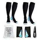 TYGA STORE (2 Pairs Compression Socks/Stockings for Men & Women. Speed Recovery Best Graduated Athletic Fit Travel + Free Shoe Horn (as8, alpha, s, m, regular, regular)