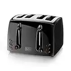 BLACK+DECKER 4-Slice Toaster, Extra-Wide, Black, TR1410BD,10.91x11.54x7.71