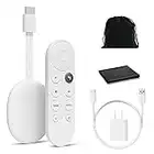 Google Chromecast - Streaming Device with HDMI Cable and Voice Search Remote - Stream Shows, Music, Photos, Sports from Phone to TV - Includes Cleaning Cloth, Pouch - HD Version - Snow