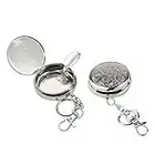 CRIVERS 2pc Portable Pocket Ashtray/Vehicle Cigarette Ashtray, Mini Stainless Steel Ashtray with Key Chain and Cigarette Snuffer, Modern Ash Holder for Outdoor Use (Carved Pattern)