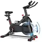 FITINDEX Bicicleta de Ejercicio Magnética para Interior, Bicicleta Estática para el Hogar, Bicicleta Giratoria con Cinturón Silencioso con Volante de Inercia de 40 Libras, Asiento Cómodo, Monitor LCD