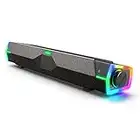 Uythumidid Computer PC Lautsprecher für Desktop, Dynamische RGB PC Sound Bar, Bluetooth Lautsprecher mit USB Powered, HiFi Stereo Gaming Lautsprecher für Monitor, Schwarz