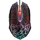 VGUARD Gaming Mouse, Comfortable Wired USB Optical RGB Ergonomic Mice for PC Computer Laptop, 6 Programmable Buttons, 4 Adjustable Sensitivity, 4 Colors LED Backlight - Black(Upgraded Version)