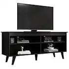 Madesa TV Stand Cabinet with 4 Shelves and Cable management, TV Table Unit for TVs up to 55 Inches, Wooden, 58 H x 38 D x 136 L cm – Black