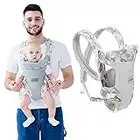 IULONEE Bambini Marsupi Baby Carrier Mani Libere Ergonomico Portabebè Marsupio Neonati Ultraleggero Portare il Bambino per 3-36Mesi Bambino Grigio