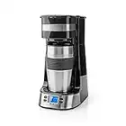 TronicXL Kleine Digitale 1 Tassen Kaffeemaschine Thermo Tasse Reisebecher Anti-Tropf Isolierung Kompakt Filterkaffee Filterkaffeemaschine Edelstahl silber schwarz Digital Display beleuchtet mit Timer