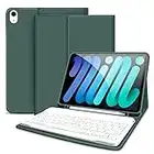 JKSML Keyboard Case Compatible for iPad Mini 6th Generation 8.3 inch 2021 with Pencil Holder, Detachable Magnetic Wireless Bluetooth Leather Stand Keyboard Cover for iPad Mini 6 2021, Dark Green