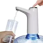 NK Distributeur d'eau en Bouteille Automatique - Chargeur USB, Sans BPA, Eau Froide, 1500mAh, Matériau Silicone, Carafes-Bouteilles 4,5L 5L 7,5L 10L 11,3L 15L 18,9L Blanche (2 Adaptateurs 3.8 & 4.8cm)