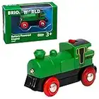 Brio World - 33595 - Locomotive à pile Bi-directionnelle Verte - Train électrique - Fonction lumineuse - Pour circuit de train en bois - Jouet mixte à partir de 3 ans