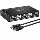 Rybozen HDMI KVM Switch, HDMI Monitor Switch for 2 Computers, USB HDMI Switcher Box for 2 Computers Share Keyboard, Mouse, Monitor Support 4K@30Hz for Laptop,with 2 USB and 2 HDMI Cables