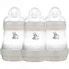 MAM Easy Start Self Sterilising Anti-Colic Baby Bottle 3 Pack (3 x160 ml) with Slow Flow MAM Teats Size 1, Newborn Essentials, White (Designs May Vary)