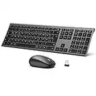 iClever Bluetooth Tastatur und Maus, Wiederaufladbare Dualmodus (Bluetooth 4.2+2.4G) Kabellose Tastatur Maus Set, Extrem-Dünne Multi-Funktionale Tastatur für Mac, iPad, Apple, Andoid, Windows… (Gray)